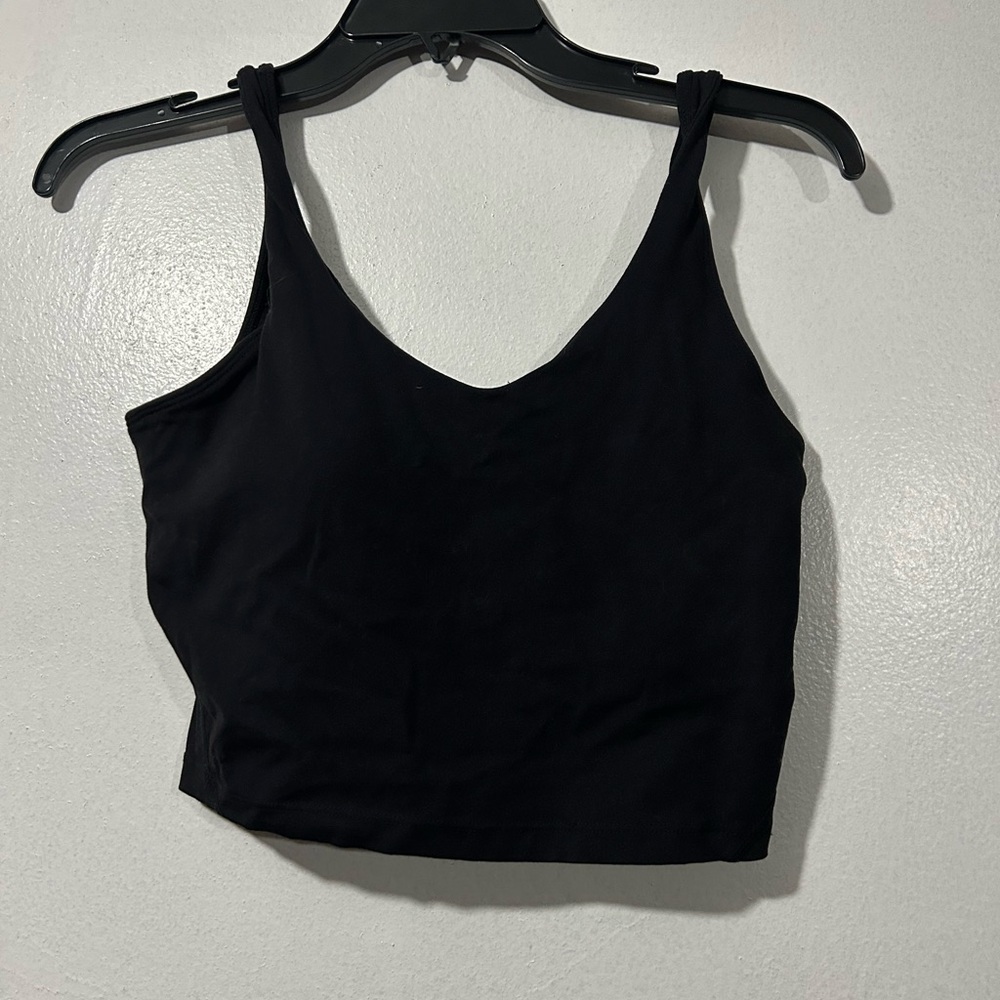 Black V-Neck Cropped Tank Top - Women's